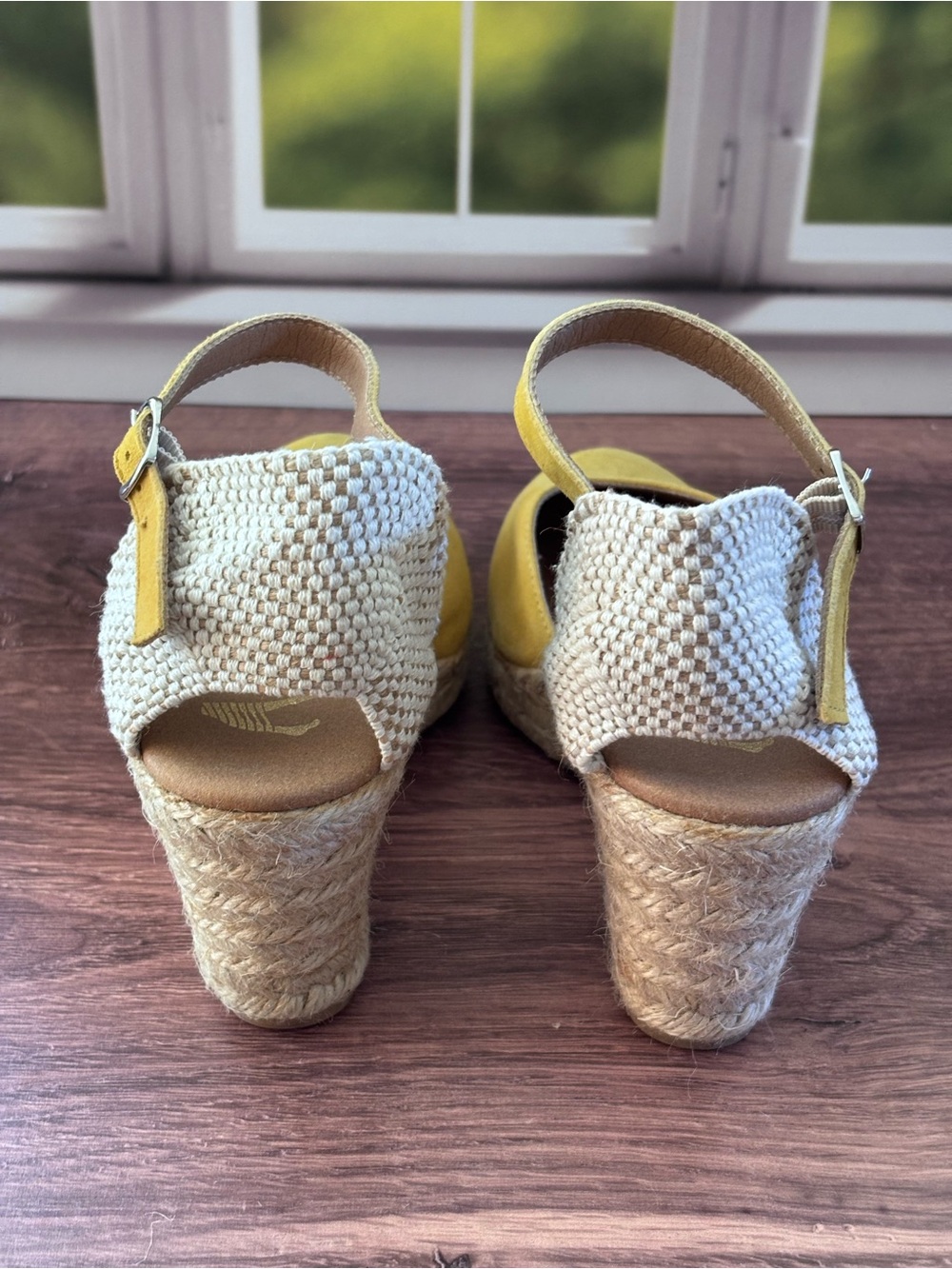 Paseart Spain Yellow Suede Espadrille Wedge Sandals Ankle Strap size 38 - Picture 9 of 12